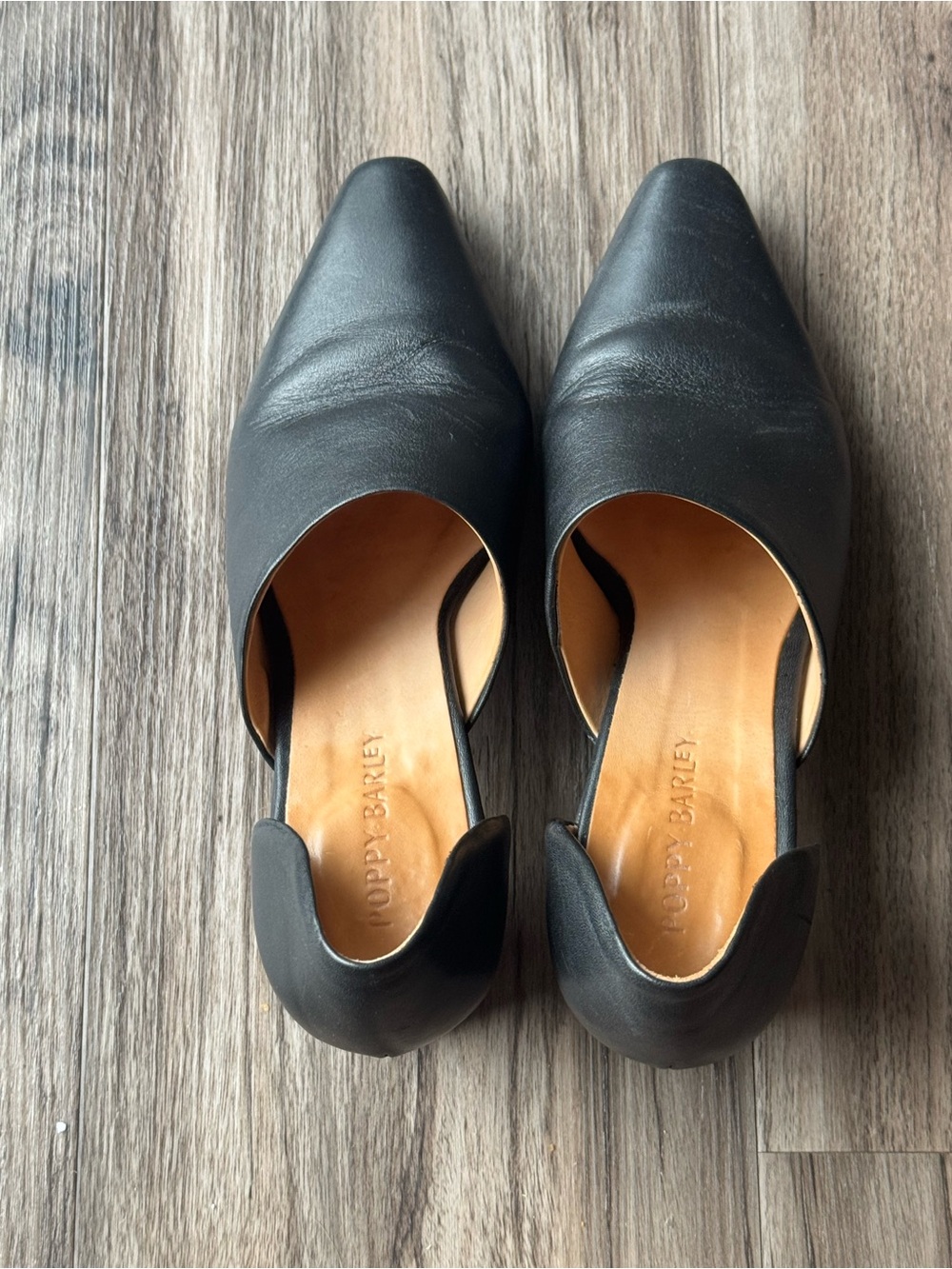 Poppy Barley Black Mules by - Sleek Pointed Toe Slip-On